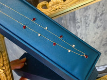 Load image into Gallery viewer, LUOWEND 18K Yellow Gold Natural Ruby Necklace for Women