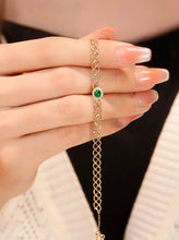 Load image into Gallery viewer, LUOWEND 18K Yellow Gold Natural Emerald Bracelet for Women