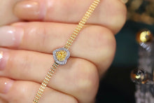 Load image into Gallery viewer, LUOWEND 18K Yellow Gold Real Natural Yellow Diamond Bracelet for Women