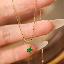 Load image into Gallery viewer, LUOWEND 18K Yellow Gold Fine Jewelry Natural Emerald Necklace for Women