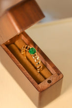 Load image into Gallery viewer, LUOWEND 18K Yellow Gold Real Natural Emerald Ring for Women