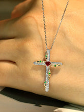 Load image into Gallery viewer, LUOWEND 18K White+Yellow Gold Natural Ruby Pendant for Women