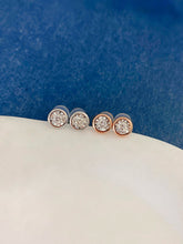 Load image into Gallery viewer, LUOWEND 18K White or Rose Gold Natural Diamond Earrings for Women