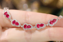 Load image into Gallery viewer, LUOWEND 18K White Gold Real Natural Ruby and Diamond Gemstone Bracelet for Women