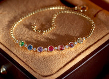 Load image into Gallery viewer, LUOWEND 18K Rose Gold Natural Aquamarine and Diamond Gemstone Bracelet for Women