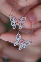 Load image into Gallery viewer, LUOWEND 18K White Gold Real Natural Pink Diamond Pendant Necklace for Women