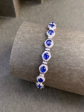 Load image into Gallery viewer, LUOWEND 18K White Gold Natural Diamond and Sapphire Bracelet for Women