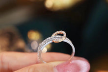 Load image into Gallery viewer, LUOWEND 18K White and Yellow Gold Real Natural Diamond Ring for Women