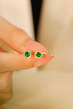 Load image into Gallery viewer, LUOWEND 18K Yellow Gold Real Natural Emerald and Diamond Earrings for Women