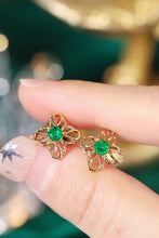 Load image into Gallery viewer, LUOWEND 18K Yellow Gold Natural Emerald Stud Earrings for Women