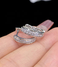 Load image into Gallery viewer, LUOWEND 18K White Gold Natural Diamond Earrings for Women