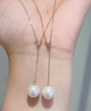 Load image into Gallery viewer, LUOWEND 18K Rose or Yellow Gold Real Natural Diamond and Pearl Necklace for Women