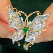 Load image into Gallery viewer, LUOWEND 18K White and Yellow Gold Real Natural Emerald and Diamond Necklace for Women
