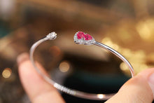 Load image into Gallery viewer, LUOWEND 18K White Gold Real Natural Ruby and Diamond Gemstone Bracelet for Women