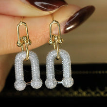 Load image into Gallery viewer, LUOWEND 18K White and Yellow Gold Real Natural Diamond Drop Earrings for Women