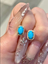 Load image into Gallery viewer, LUOWEND 18K White Gold Natural Turquoise Earrings for Women
