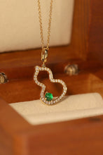 Load image into Gallery viewer, LUOWEND 18K Yellow Gold Real Natural Emerald and Diamond Gemstone Necklace for Women