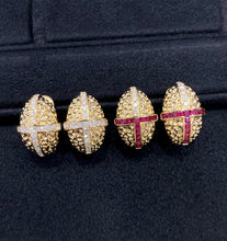 Load image into Gallery viewer, LUOWEND 18K Yellow Gold Natural Ruby Earrings for Women
