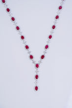 Load image into Gallery viewer, LUOWEND 18K White Gold Real Natural Diamond and Ruby Necklace for Women
