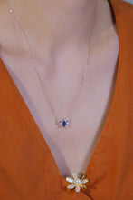 Load image into Gallery viewer, LUOWEND 18K White Gold Real Natural Diamond and Sapphire Necklace for Women