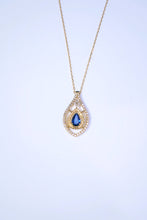 Load image into Gallery viewer, LUOWEND 18K Yellow Gold Real Natural Sapphire and Diamond Gemstone Necklace for Women
