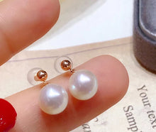 Load image into Gallery viewer, LUOWEND 18K Rose Gold Real Natural Pearl Earrings for Women
