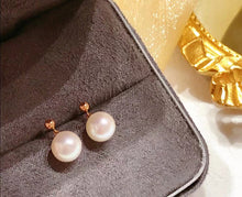 Load image into Gallery viewer, LUOWEND 18K Rose Gold Real Natural Pearl Earrings for Women
