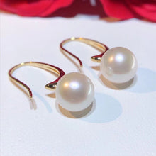 Load image into Gallery viewer, LUOWEND 18K Yellow Gold Real Natural Freshwater Pearl Earrings for Women