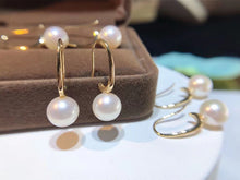 Load image into Gallery viewer, LUOWEND 18K Yellow Gold Real Natural Freshwater Pearl Earrings for Women