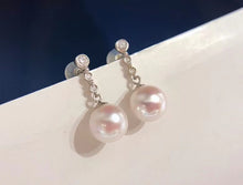 Load image into Gallery viewer, LUOWEND 18K White Gold Real Natural Akoya Pearl Earrings for Women