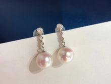 Load image into Gallery viewer, LUOWEND 18K White Gold Real Natural Akoya Pearl Earrings for Women