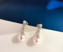 Load image into Gallery viewer, LUOWEND 18K White Gold Real Natural Akoya Pearl Earrings for Women