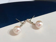 Load image into Gallery viewer, LUOWEND 18K White Gold Real Natural Akoya Pearl Earrings for Women
