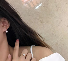 Load image into Gallery viewer, LUOWEND 18K White Gold Real Natural Akoya Pearl Earrings for Women