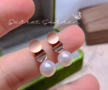 Load image into Gallery viewer, 18K Rose Gold Real Freshwater Pearl Earrings for Women