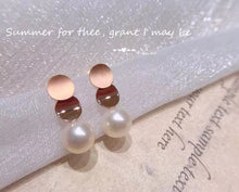 Load image into Gallery viewer, 18K Rose Gold Real Freshwater Pearl Earrings for Women