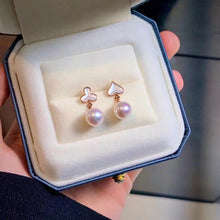 Load image into Gallery viewer, LUOWEND 18K Rose Gold Real Natural Akoya Pearl Earrings for Women