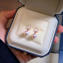 Load image into Gallery viewer, LUOWEND 18K Rose Gold Real Natural Akoya Pearl Earrings for Women
