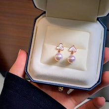 Load image into Gallery viewer, LUOWEND 18K Rose Gold Real Natural Akoya Pearl Earrings for Women