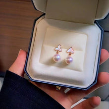 Load image into Gallery viewer, LUOWEND 18K Rose Gold Real Natural Akoya Pearl Earrings for Women