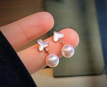 Load image into Gallery viewer, LUOWEND 18K Rose Gold Real Natural Akoya Pearl Earrings for Women