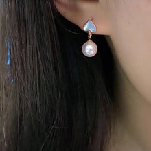 Load image into Gallery viewer, LUOWEND 18K Rose Gold Real Natural Akoya Pearl Earrings for Women