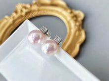 Load image into Gallery viewer, LUOWEND 18K White Gold Real Natural Sea Pearl Earrings for Women