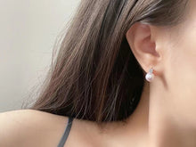 Load image into Gallery viewer, LUOWEND 18K White Gold Real Natural Sea Pearl Earrings for Women