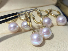 Load image into Gallery viewer, LUOWEND 18K Yellow Gold Real Natural Akoya Pearl Earrings for Women