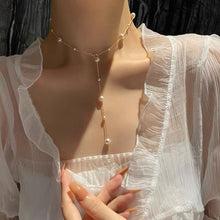 Load image into Gallery viewer, LUOWEND 18K Yellow Gold Natural Pearl Necklace for Women