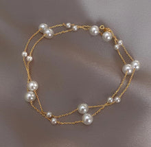 Load image into Gallery viewer, LUOWEND 18K Yellow Gold Natural Pearl Necklace for Women