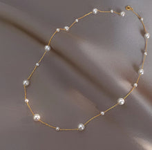 Load image into Gallery viewer, LUOWEND 18K Yellow Gold Natural Pearl Necklace for Women