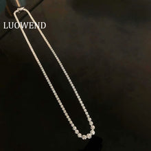Load image into Gallery viewer, LUOWEND 18K White Gold Necklace 3ct Real Natural Diamond Tennis Chain