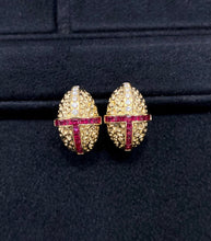 Load image into Gallery viewer, LUOWEND 18K Yellow Gold Natural Ruby Earrings for Women

